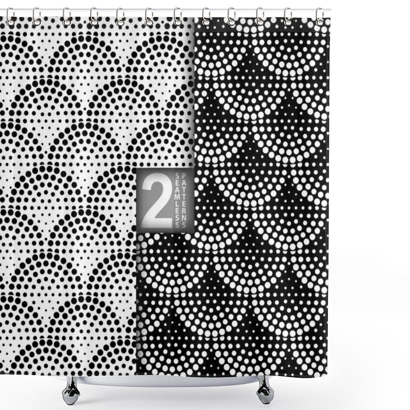 Personality  Halftone Petals Tiles, Vector Seamless Pattern, Set Of 2 Shower Curtains