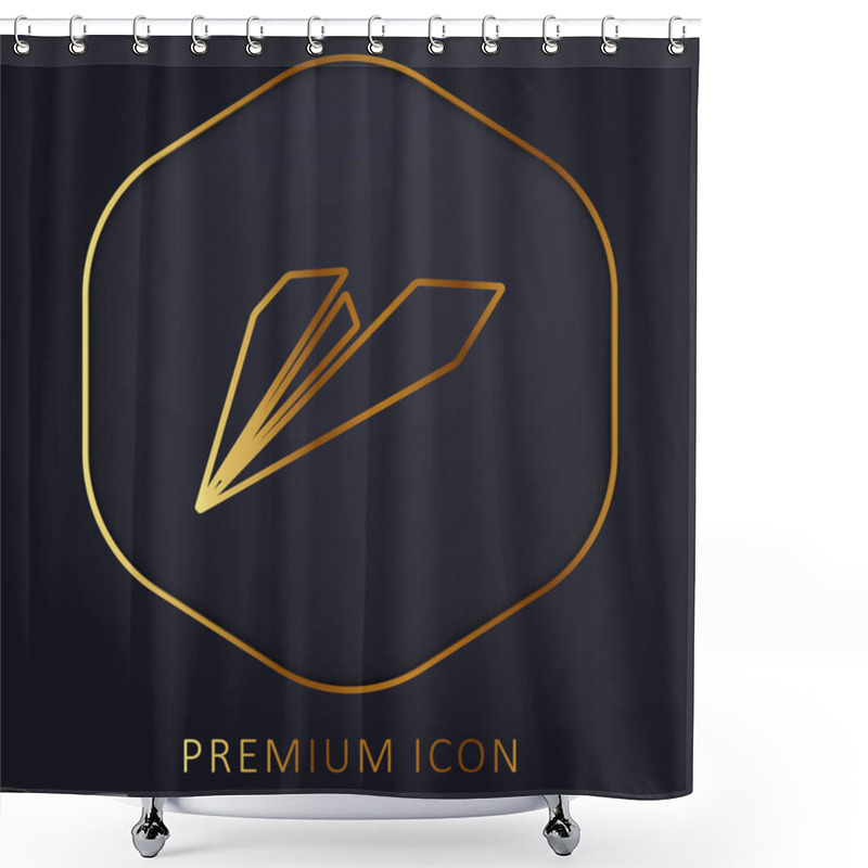 Personality  Black Origami Plane Golden Line Premium Logo Or Icon Shower Curtains