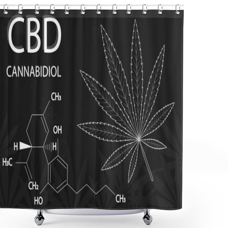 Personality  Cannabis Leaf Of Sativa With Formula Cannabidiol Shower Curtains