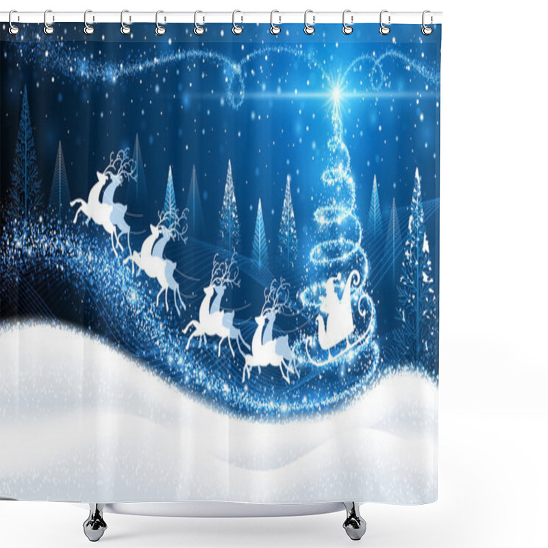 Personality  Christmas Background With Santa Shower Curtains