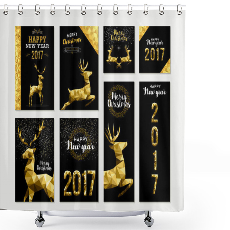 Personality  Gold Deer Greeting Card Template Set For Christmas Shower Curtains