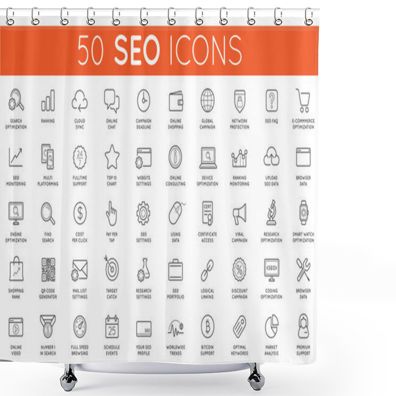 Personality  Set Of 50 SEO Icons Shower Curtains