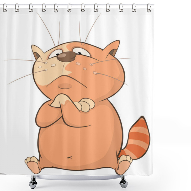 Personality  Cute Cartoon Cat Shower Curtains