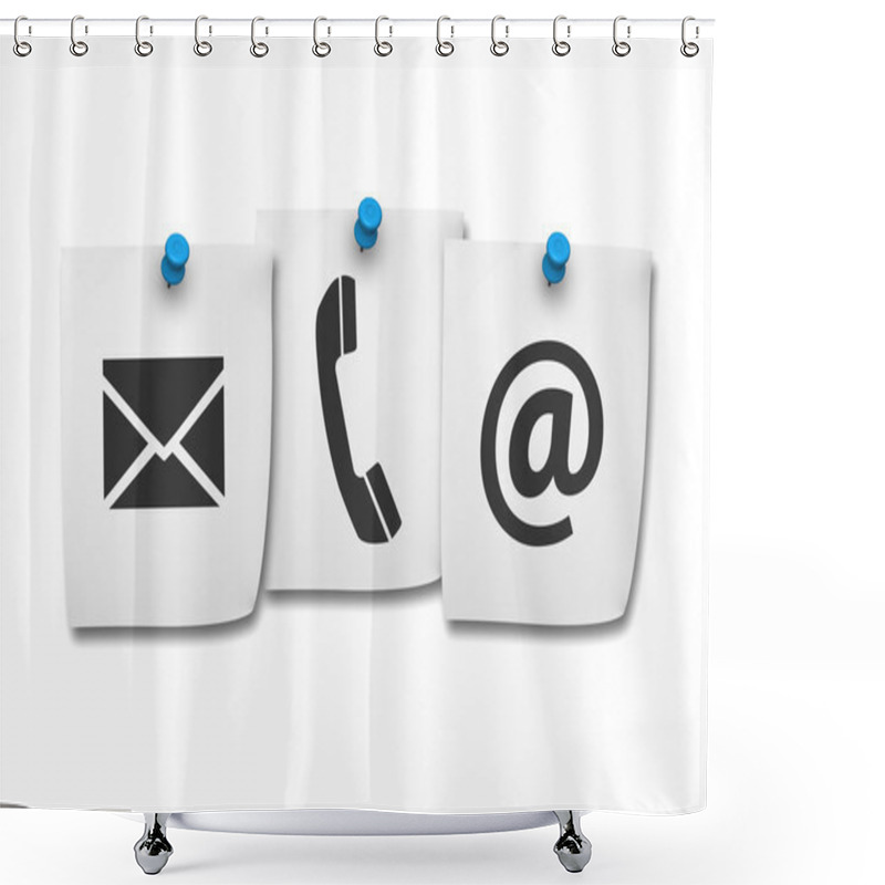 Personality  Contact Us Web Icons On Post It Shower Curtains