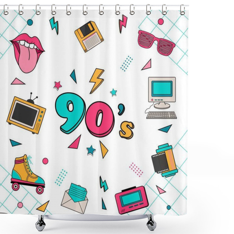 Personality  Classic 80s 90s Elements Stickers Vector Illustration. Shower Curtains