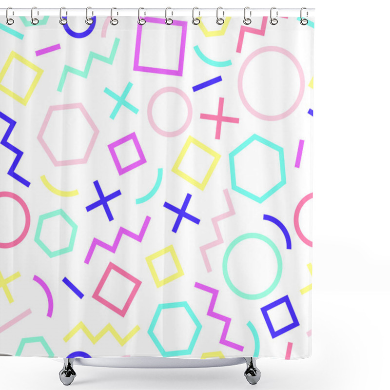 Personality  Vector Seamless Geometric Pattern. Memphis Style. Abstract 80s. Shower Curtains