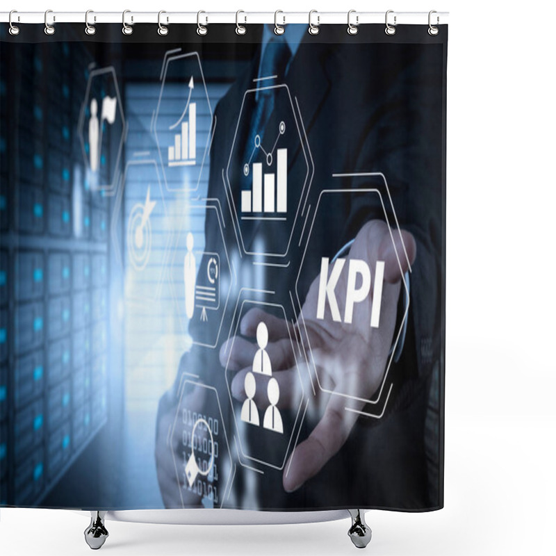 Personality  Key Performance Indicator (KPI) Workinng With Business Intelligence (BI) Metrics To Measure Achievement And Planned Target. Shower Curtains