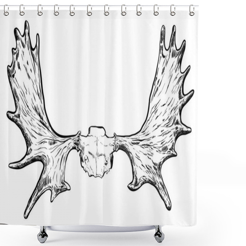 Personality  Illustration Of Hand Drawn Deer Horns.Vector EPS Shower Curtains