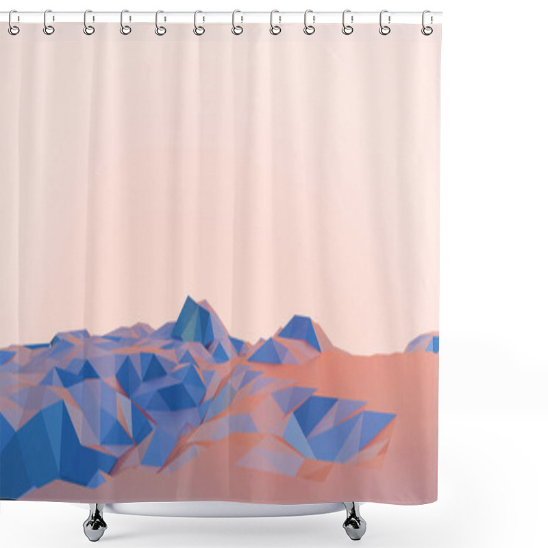 Personality  Abstract Background Lowpoly Landscape Mountain And Red  - Orange Concept With Copy Space.Retro Style Digital Banner  Art- 3d Rendering Shower Curtains