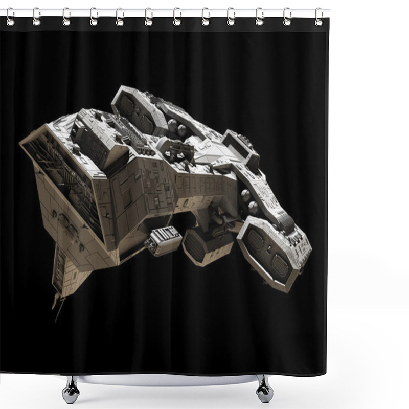 Personality  Spaceship On Black - Front Side View Shower Curtains