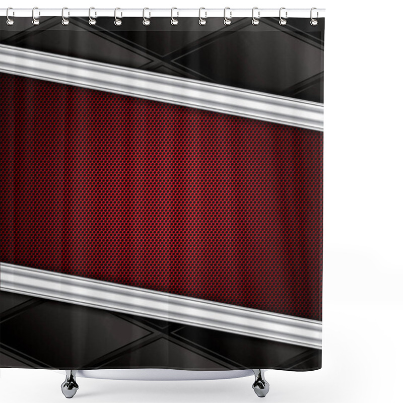 Personality  Abstract Background, Metallic Red Brochure Shower Curtains