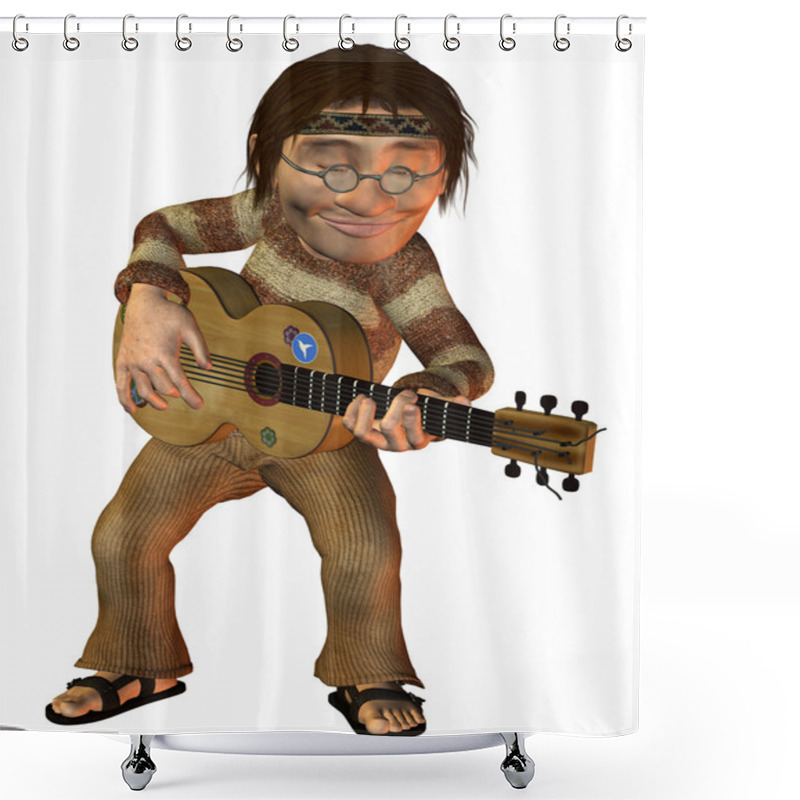 Personality  Dancing Hippie Playing Guitar Shower Curtains