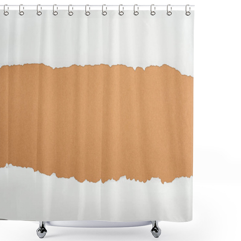 Personality  Ripped White Textured Paper With Copy Space On Brown Background  Shower Curtains