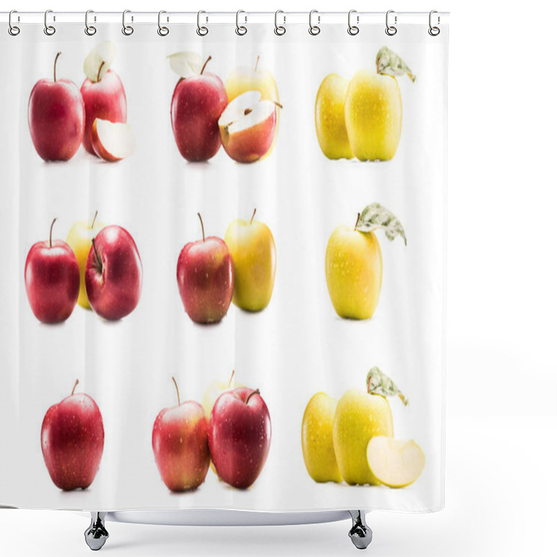 Personality  Collage With Fresh Ripe Apples Shower Curtains