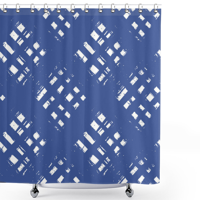 Personality  Plaid Pattern With Wide Brushstrokes And Stripes Shower Curtains