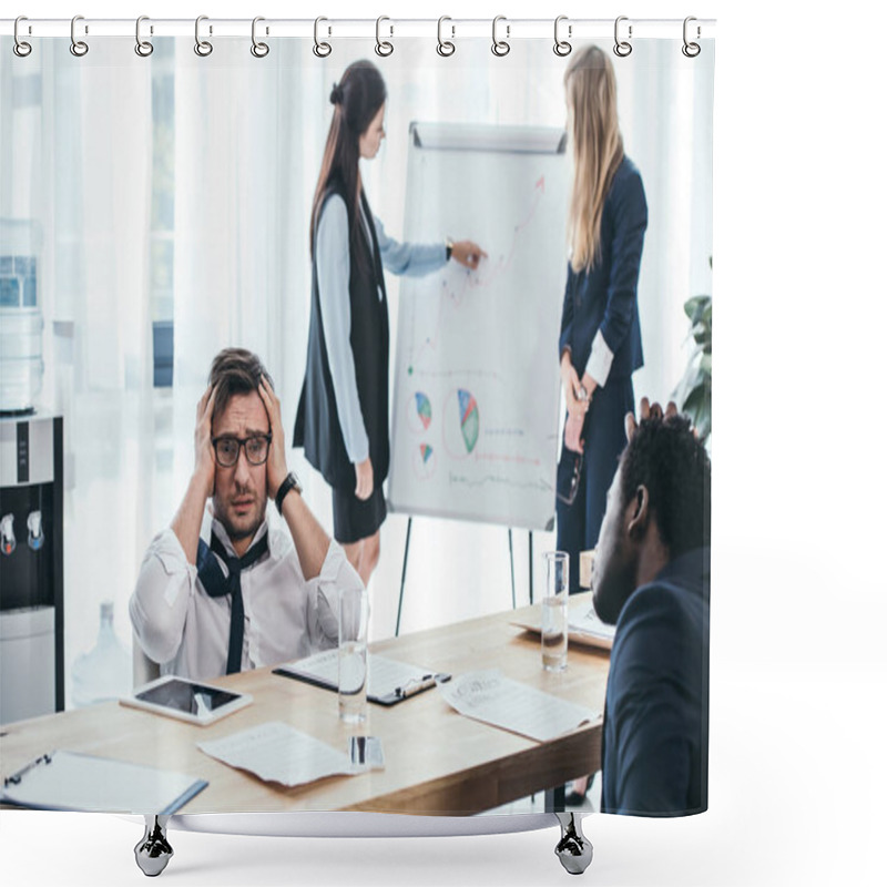 Personality  Overworked Businesspeople In Conference Hall At Office Shower Curtains