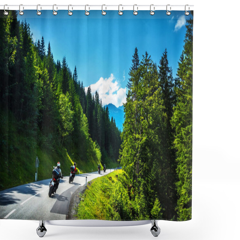 Personality  Bikers In Mountainous Tour Shower Curtains