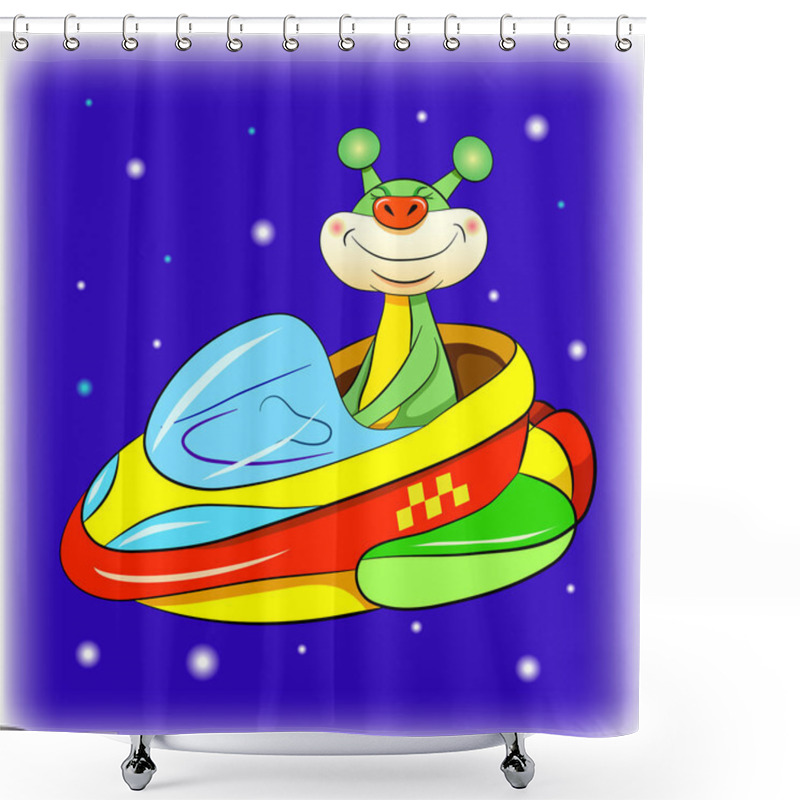 Personality  Cartoon Cheerful Martian Shower Curtains