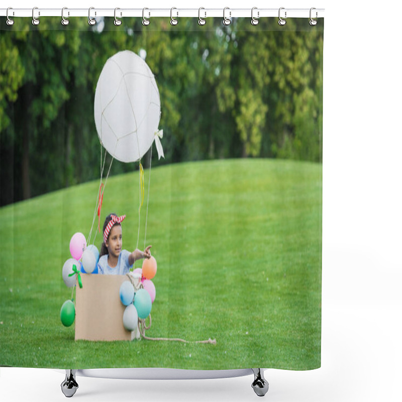 Personality  Girl In Hot Air Balloon Shower Curtains