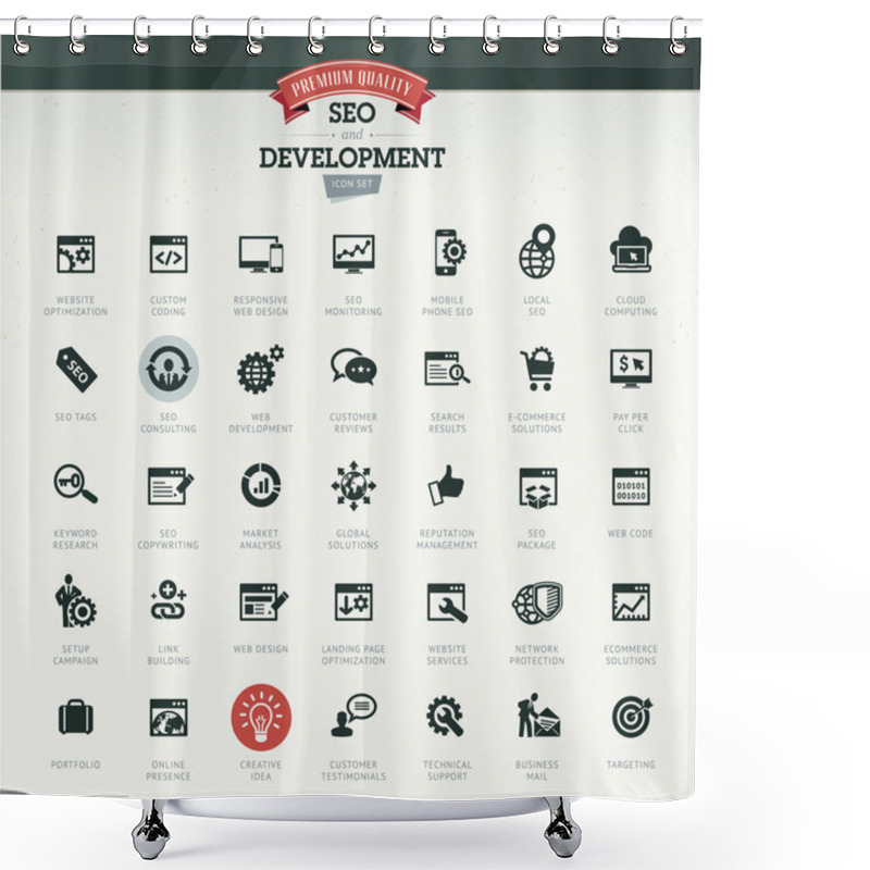 Personality  SEO And Development Icon Set Shower Curtains