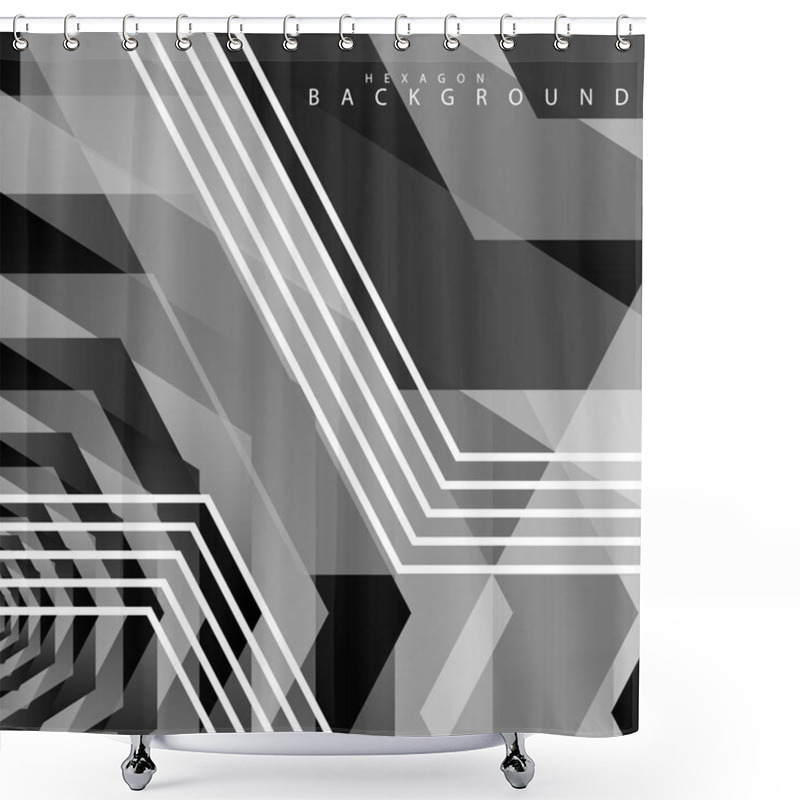 Personality  Black And White Hexagon Abstract Background Shower Curtains