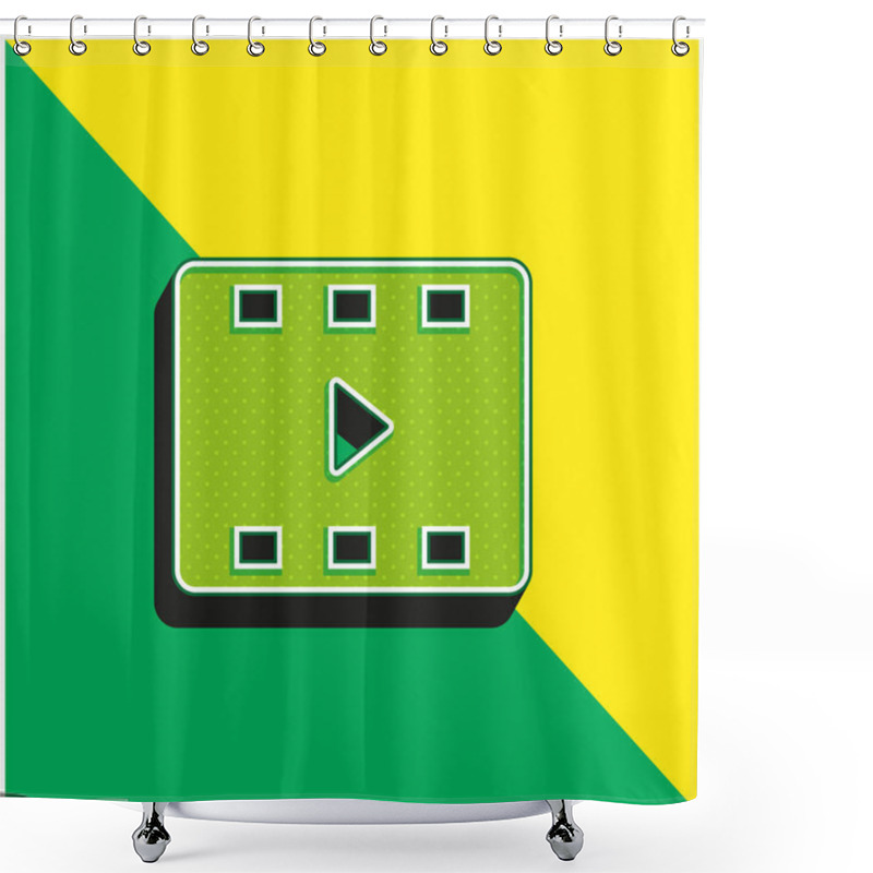 Personality  Big Play Button Green And Yellow Modern 3d Vector Icon Logo Shower Curtains