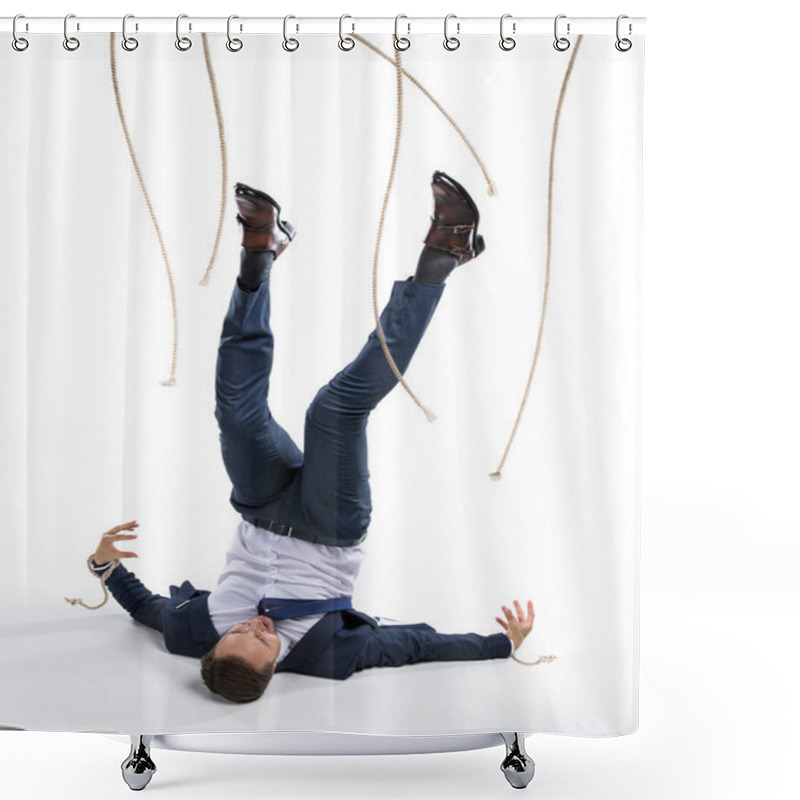 Personality  Businessman And Manipulating Ropes Shower Curtains