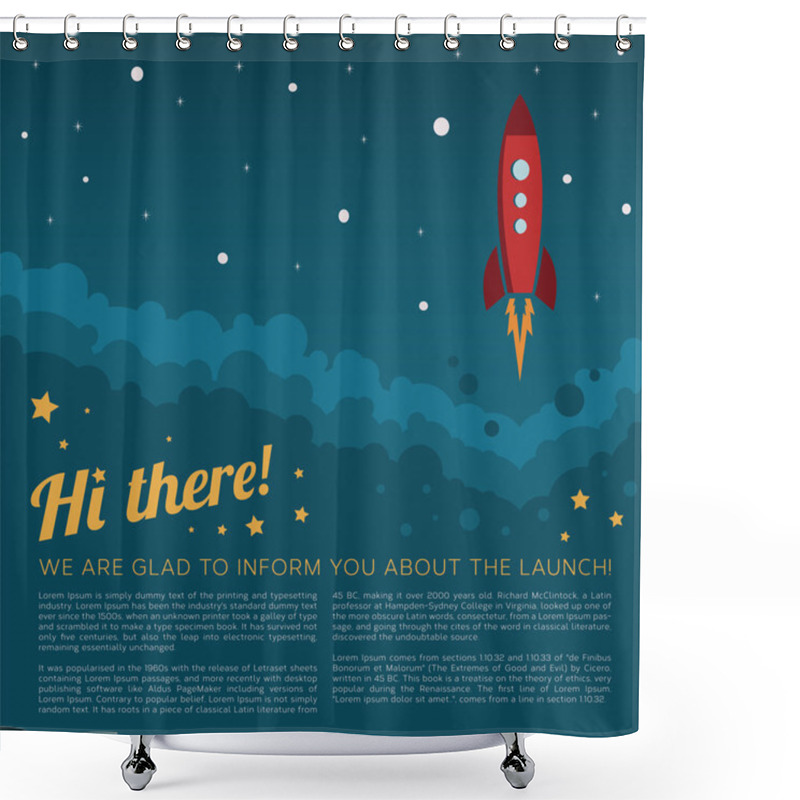 Personality  Rocket Launch In Space Vector Background Shower Curtains