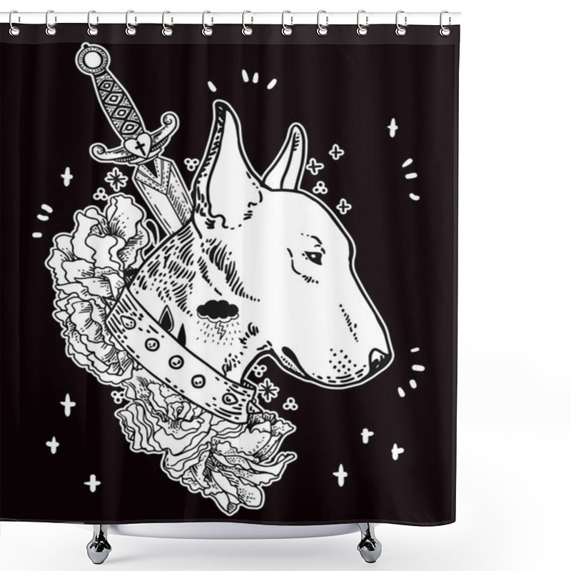 Personality  Head Of Bullterrier Mascot Shower Curtains