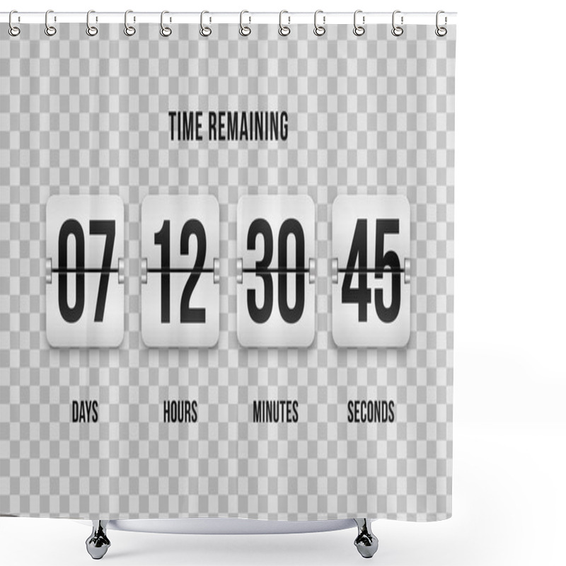 Personality  Countdown Clock Flip Counter Vector Digital Timer Shower Curtains