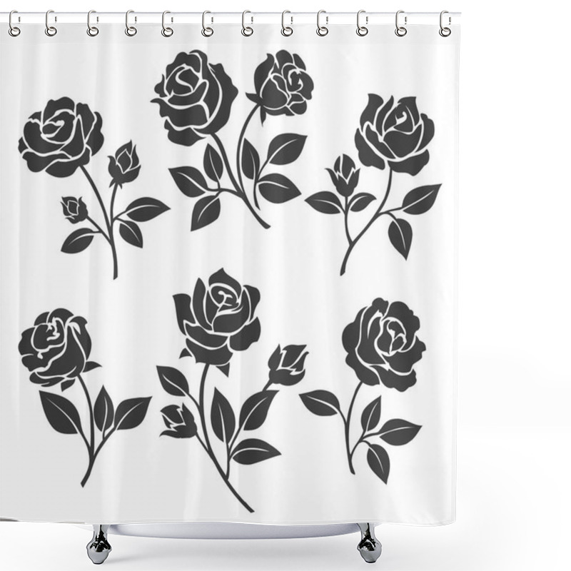 Personality  Rose Silhouettes Decorative Set Shower Curtains