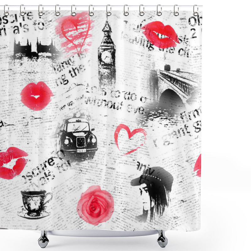 Personality  Black White And Red London Background Shower Curtains