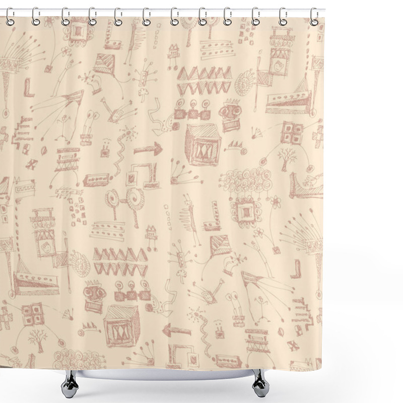 Personality  Seamless Scribbles Pattern Shower Curtains