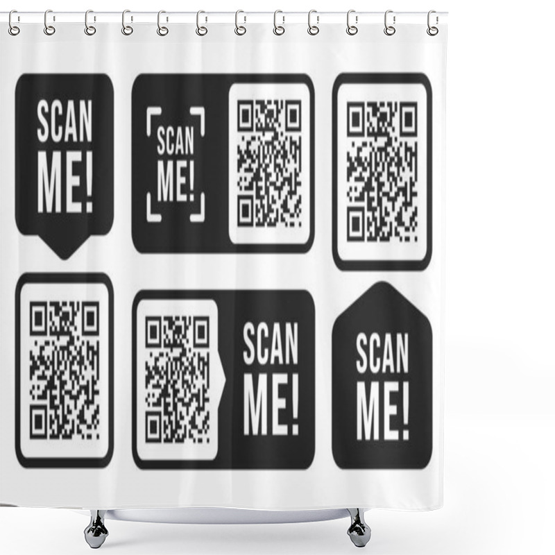 Personality  QR Code Ready To Use Isolated On White Background Shower Curtains