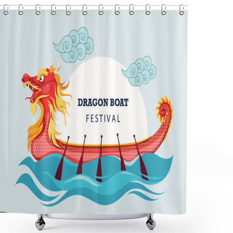 Personality  Chinese Dragon Boat Festival. Concept Of Greeting Card. Vector Illustration Shower Curtains