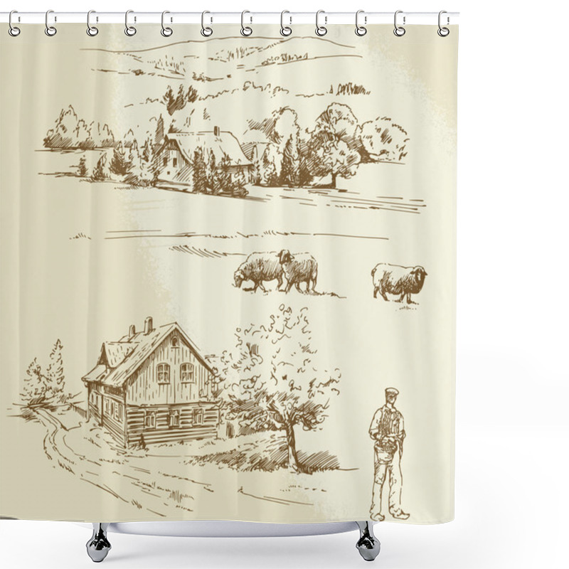 Personality  Rural Landscape, Agriculture, Farm Shower Curtains