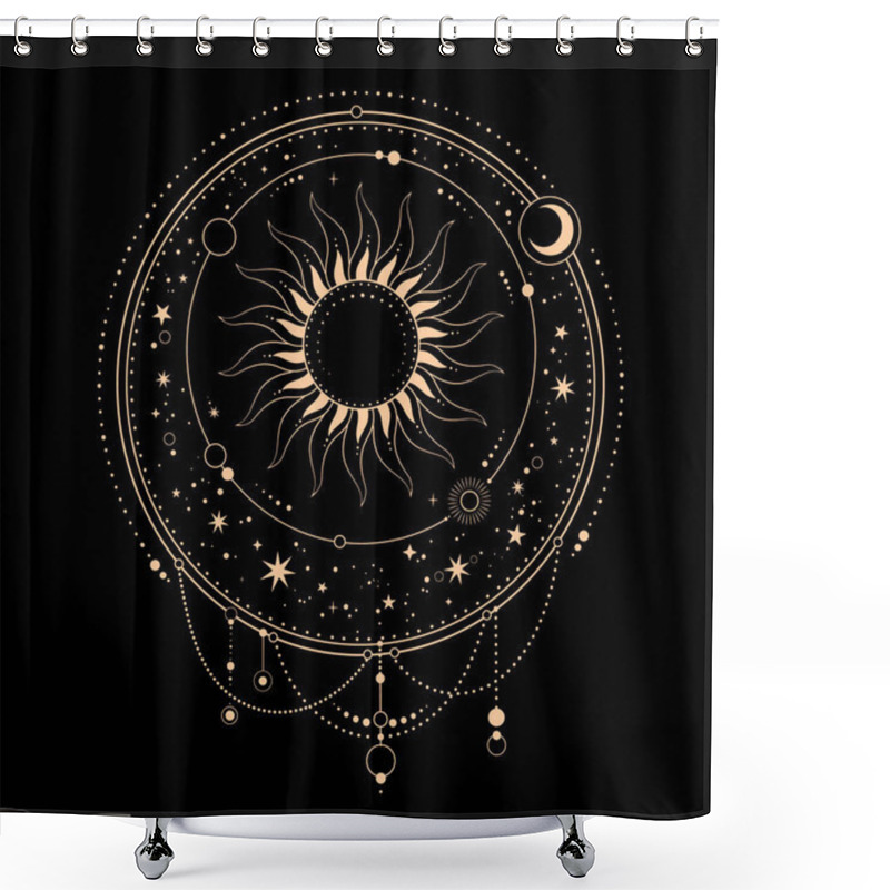 Personality  Round Esoteric Composition Of The Sun And Stars Shower Curtains