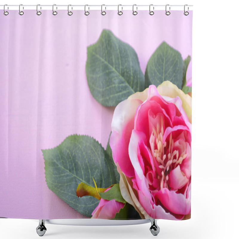 Personality  Feminine Background With Gift And Silk Roses Shower Curtains