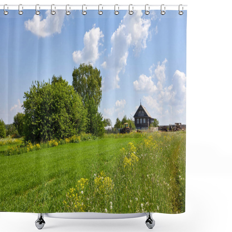 Personality  Russia. View Of The Village. Summer Rural Landscape With Houses Shower Curtains