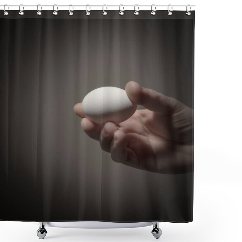 Personality  Hand Hold An White Egg Shower Curtains