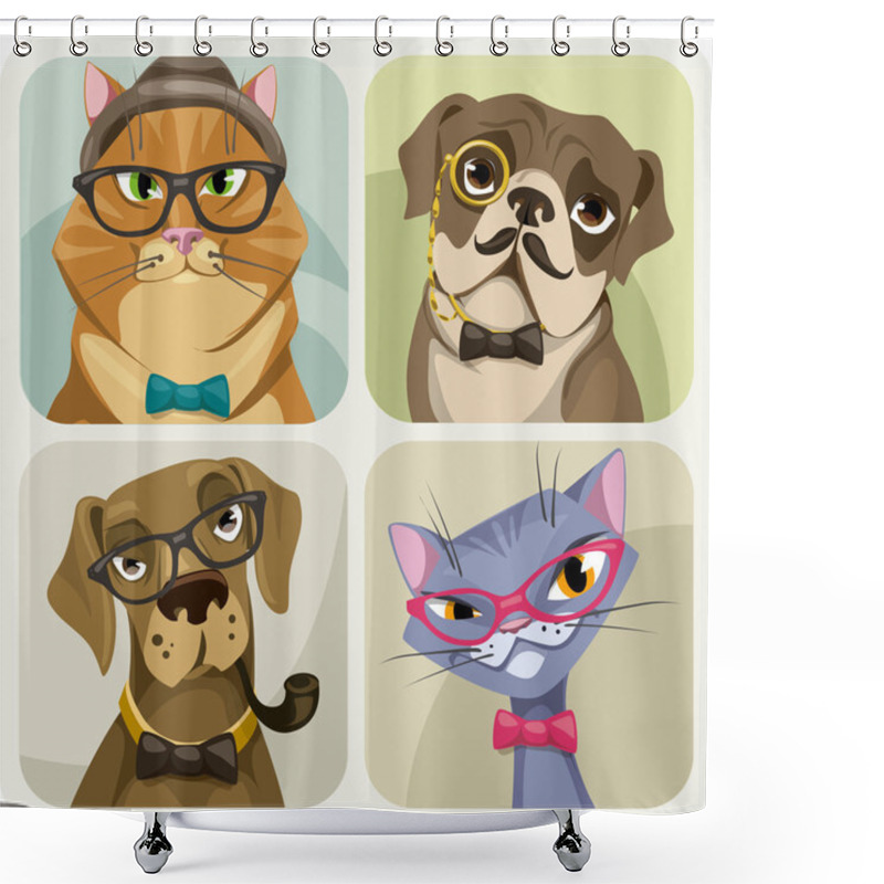 Personality  Portraits Of Dogs And Cats Shower Curtains