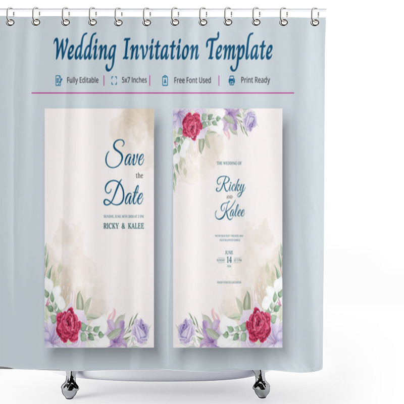 Personality  Wedding Invitation Card Template, Invitation Card Shower Curtains