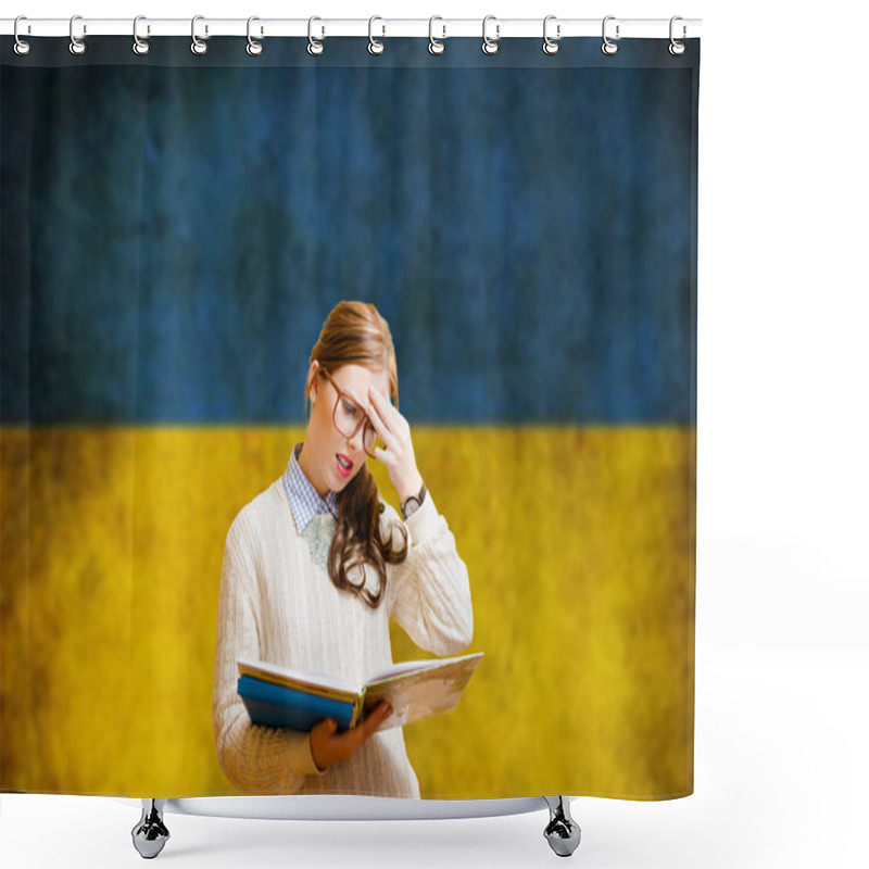 Personality  Young Pretty Woman Student Learning Ukrainian Shower Curtains