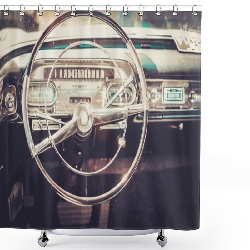 Personality  Interior Of A Classic American Car  Shower Curtains