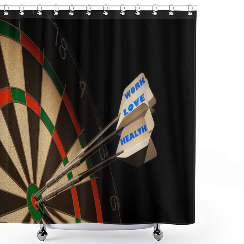 Personality  Dartboard With Three Darts In Center Target. Shower Curtains