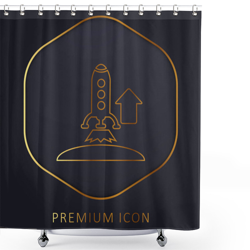 Personality  Ascending Rocket Golden Line Premium Logo Or Icon Shower Curtains