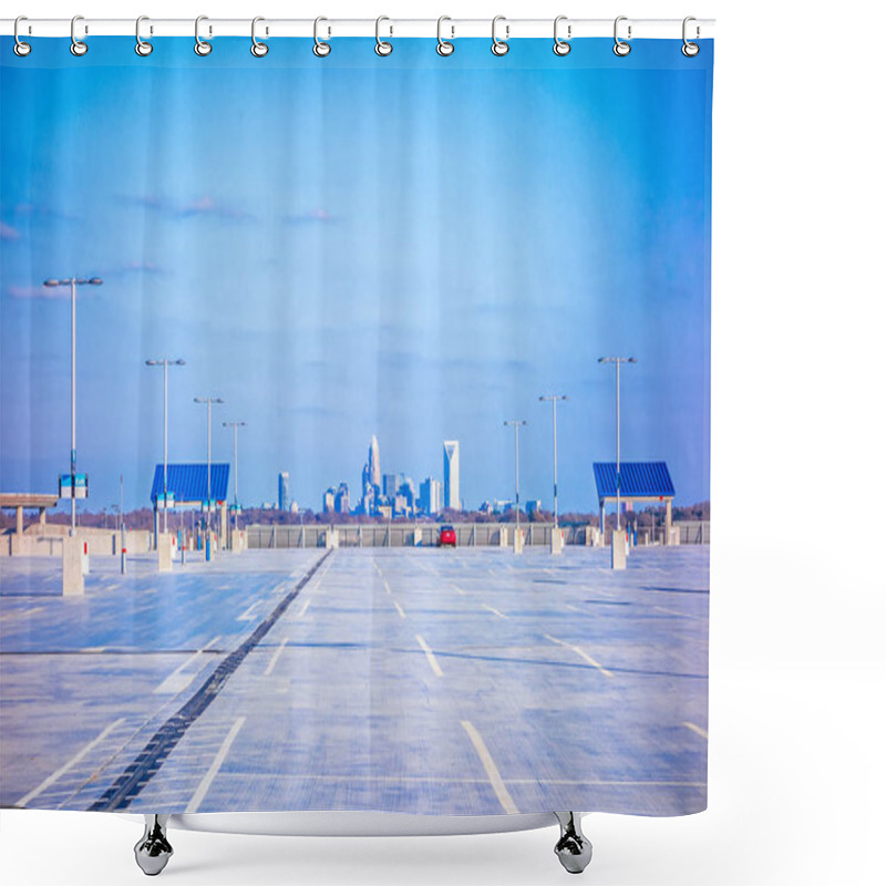 Personality  Airport Parking And Sunny Blue Skies Shower Curtains