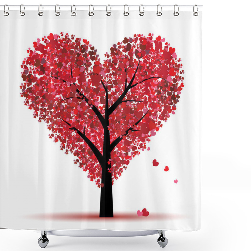 Personality  Valentine Tree, Love, Leaf From Hearts Shower Curtains