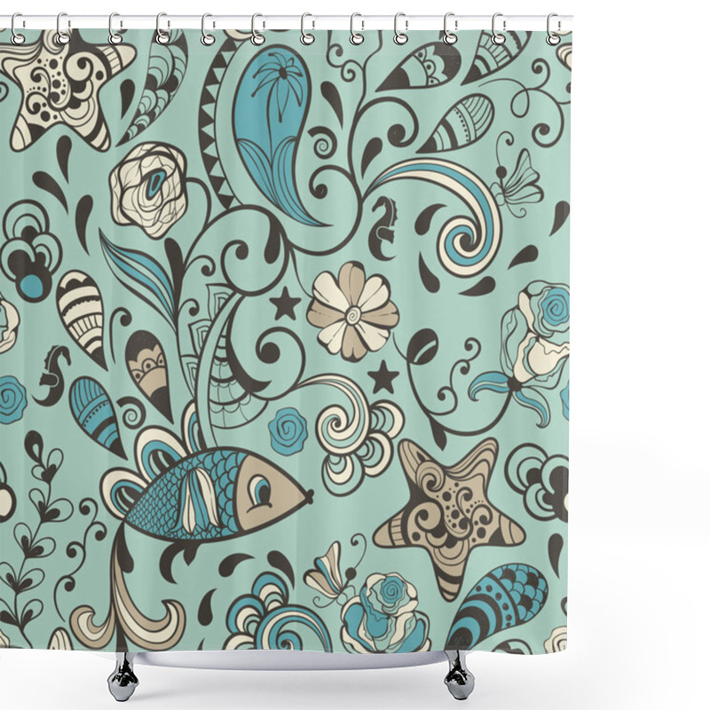 Personality  Vector Seamless Highly Detailed Abstract Pattern Shower Curtains