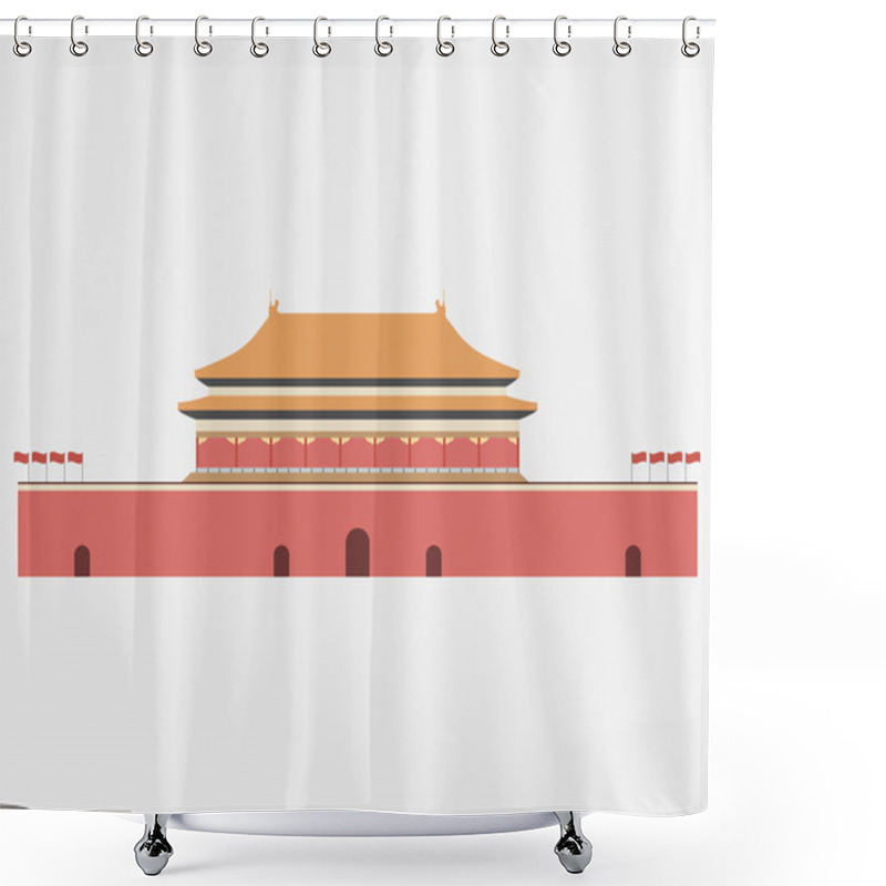 Personality  Forbidden City. Gate Of Heavenly Peace. Tiananmen Square. Beijing. Vector Shower Curtains